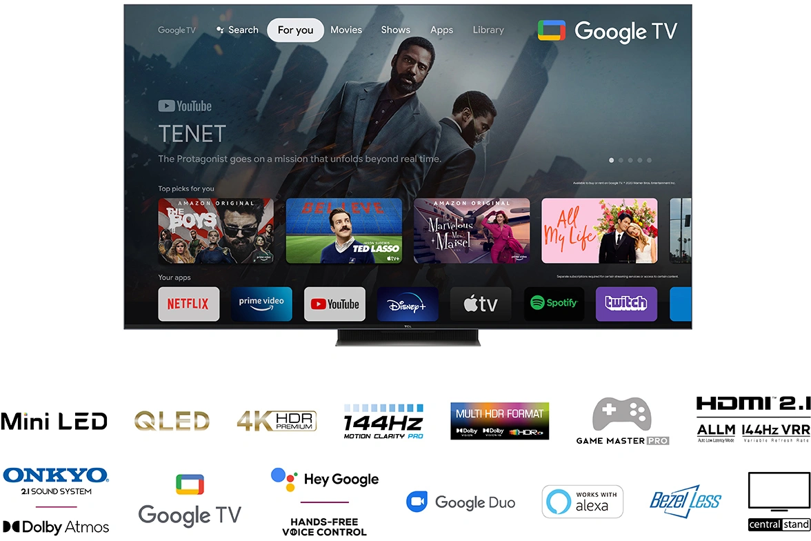 TCL 4K Android Smart QLED Mini-LED TV 55C835 120hz 55″ - Afbeelding 5