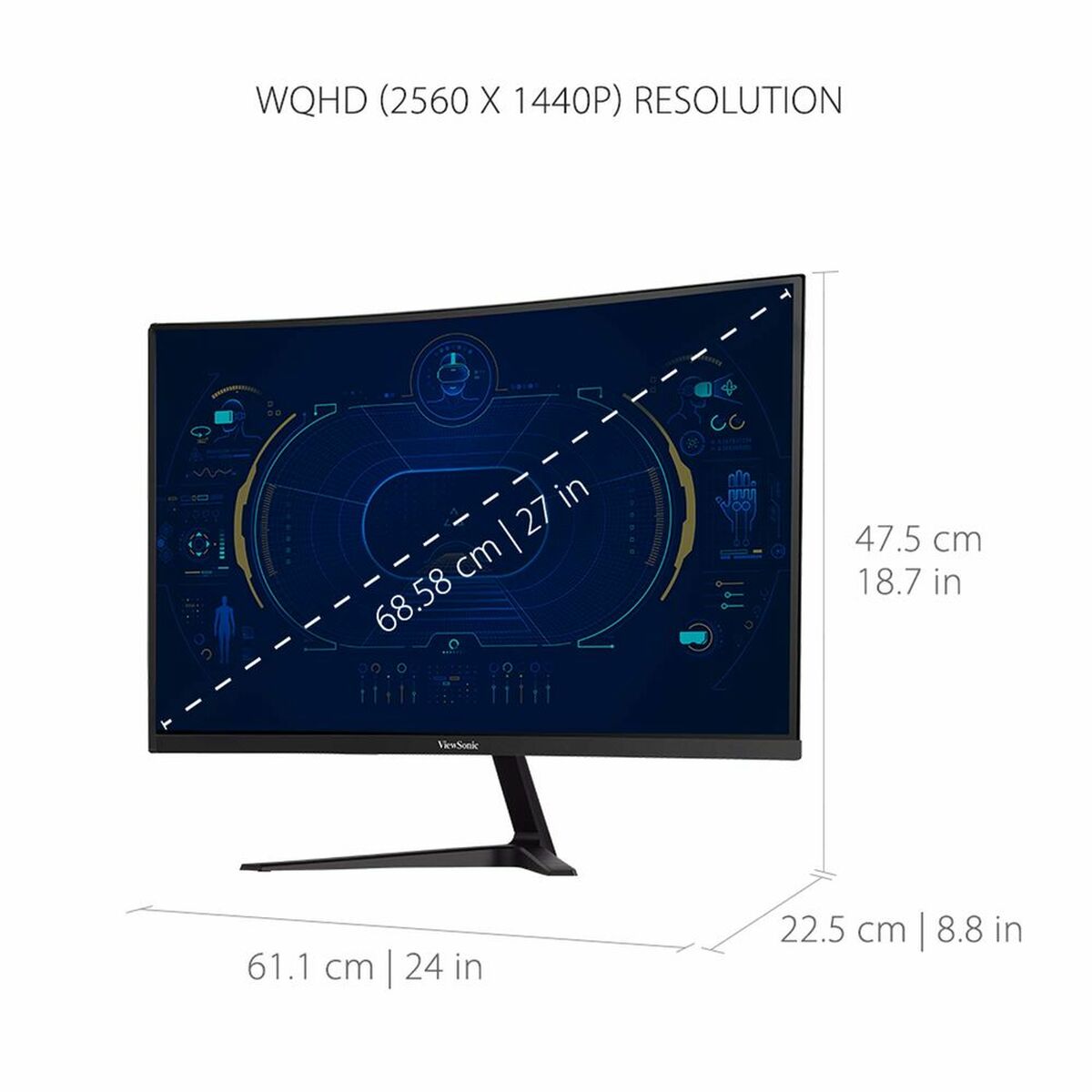 Monitor ViewSonic VX2718-2KPC-MHD Curve 27" LED QHD 165 Hz VA Flicker free - Afbeelding 3