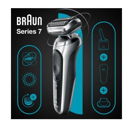 Braun Series 7 71-S7200cc Scheerapparaat met scheerblad Trimmer Zwart, Zilver - Afbeelding 2