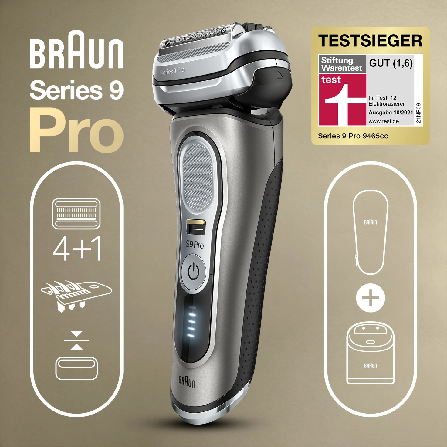 Braun Series 9 Pro 9485cc Scheerapparaat met scheerblad Trimmer Zwart, Zilver - Afbeelding 2