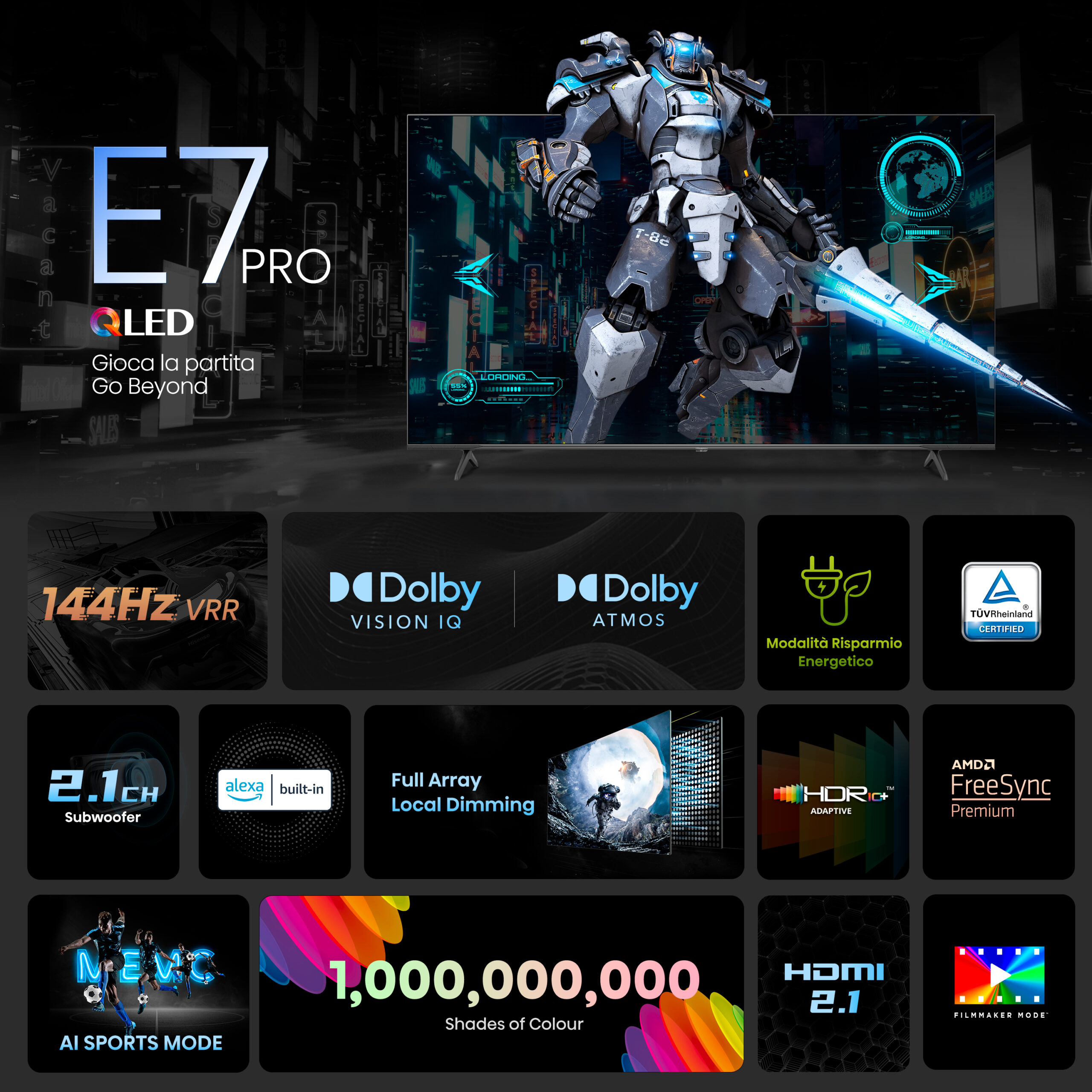 Hisense 4K QLED Smart XXL TV 75E7NQ Pro (2024) 120HZ 75″ - Afbeelding 9