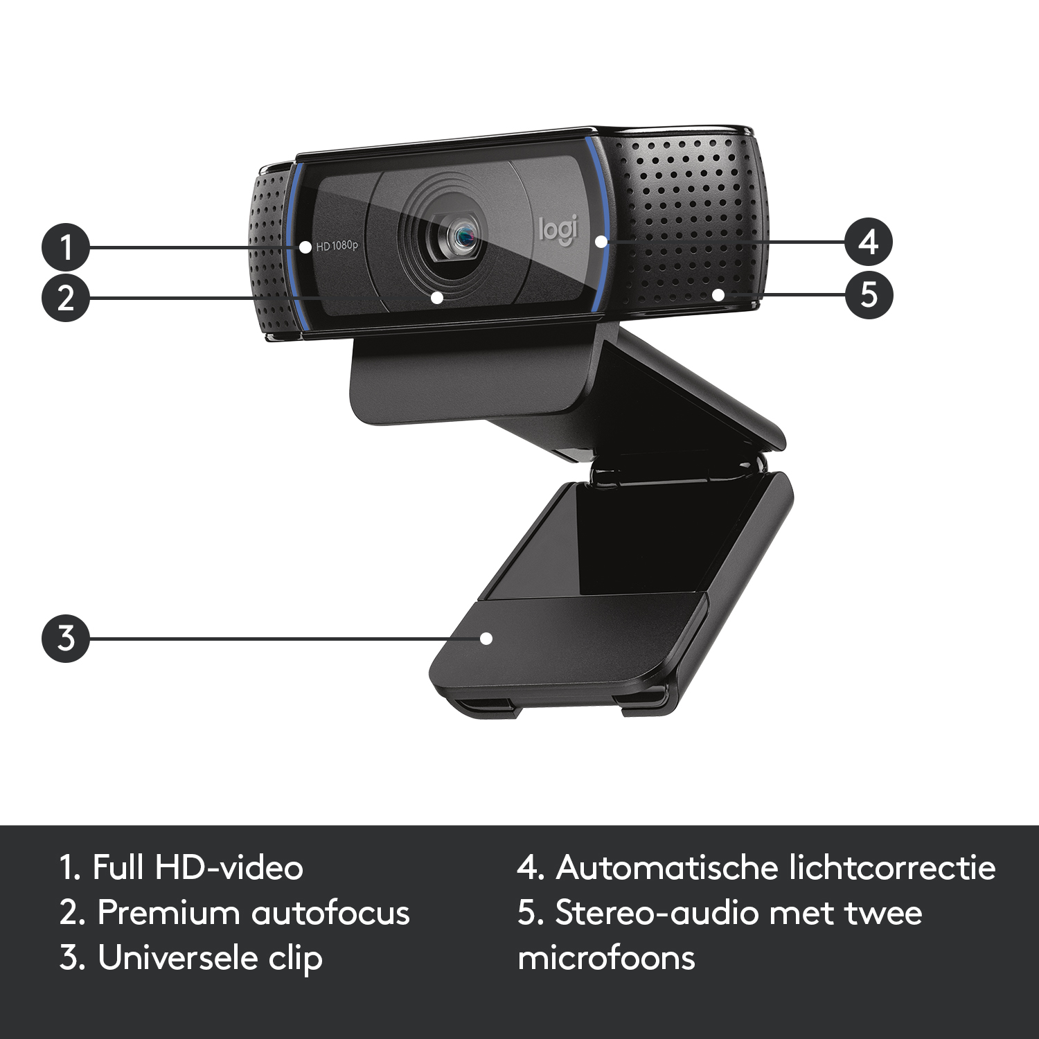 Logitech Hd Pro C920 webcam 3 MP 1920 x 1080 Pixels USB 2.0 Zwart - Afbeelding 5