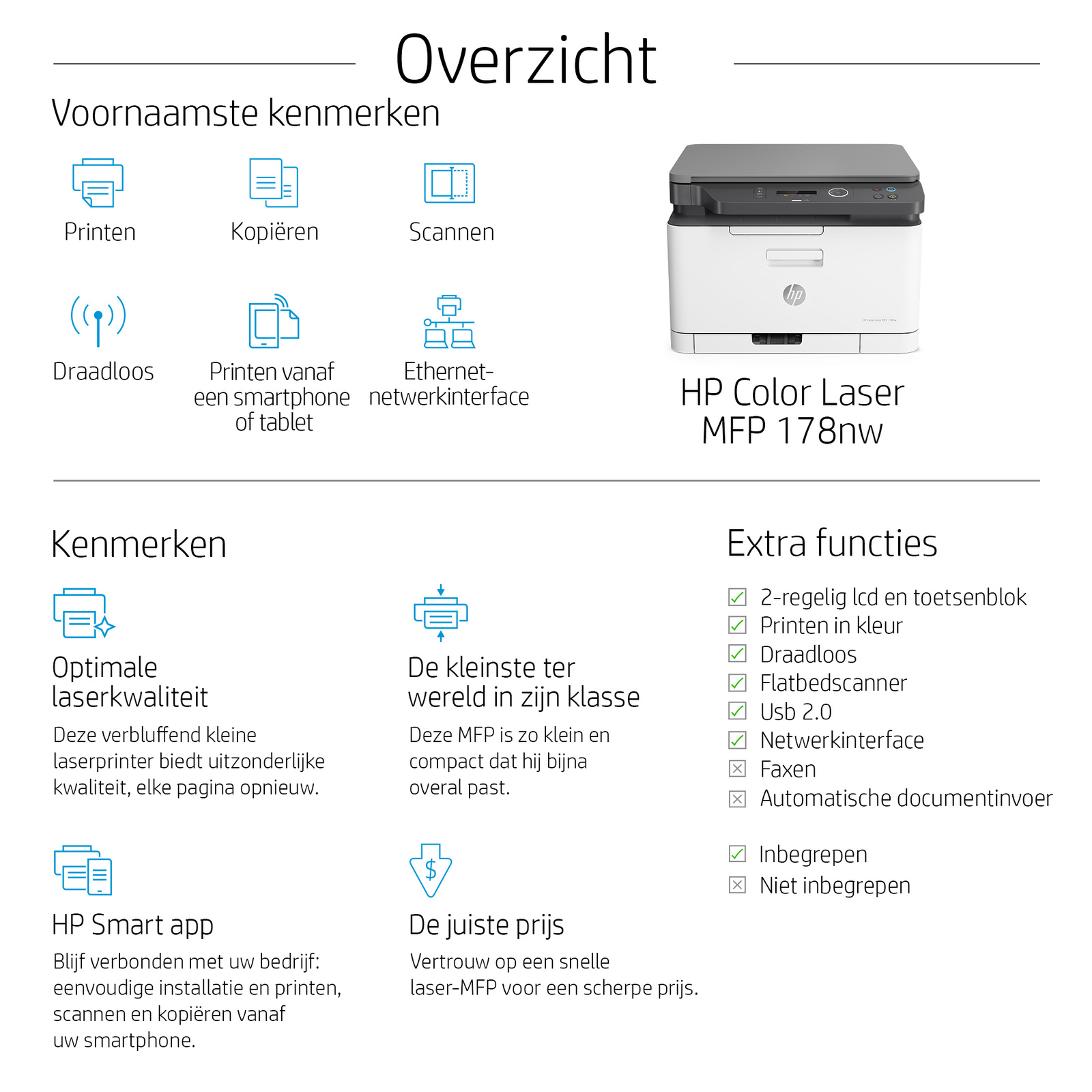 HP Color Laser MFP 178nw, Kleur, Printer voor Printen, kopiëren, scannen, Scans naar pdf - Afbeelding 11