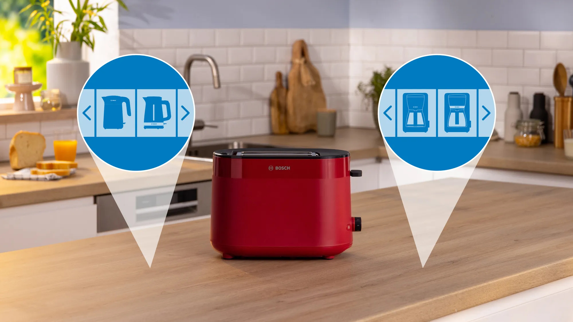 Bosch TAT2M124 broodrooster 6 2 snede(n) 950 W Rood - Afbeelding 3