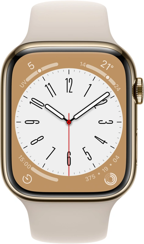 Apple Watch Series 8 4G 45mm Goud RVS - Afbeelding 4