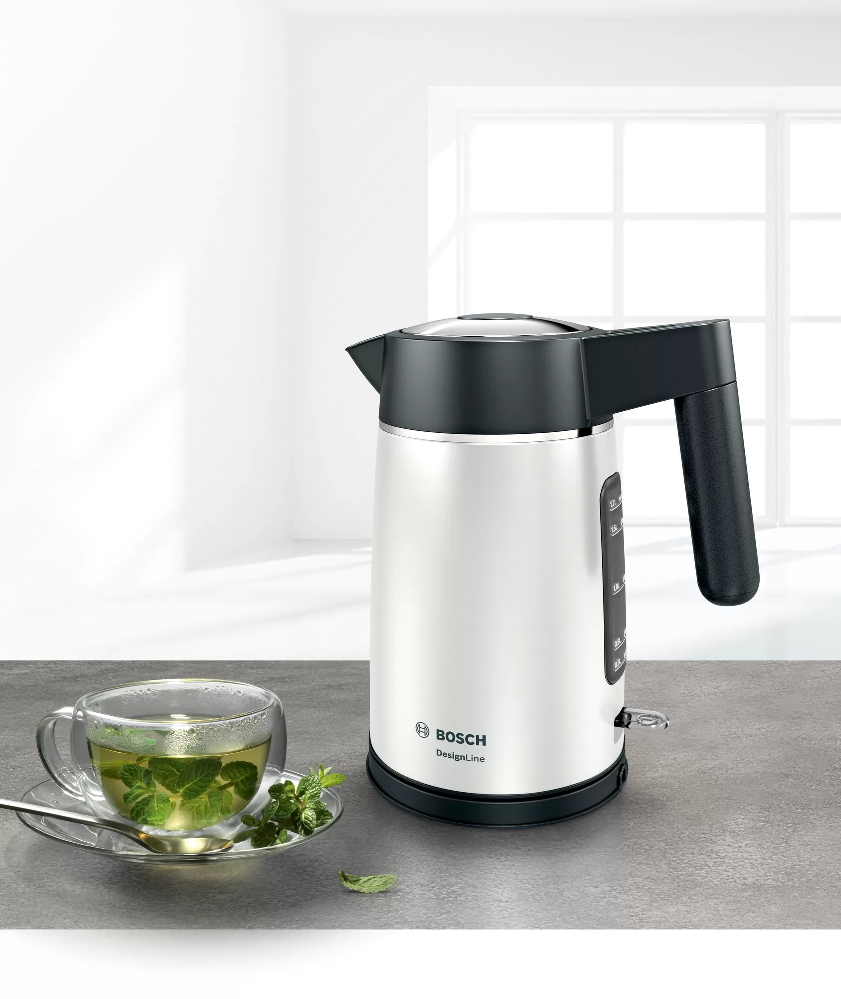 Bosch DesignLine waterkoker 1,7 l 2400 W Zwart, Zilver - Afbeelding 13