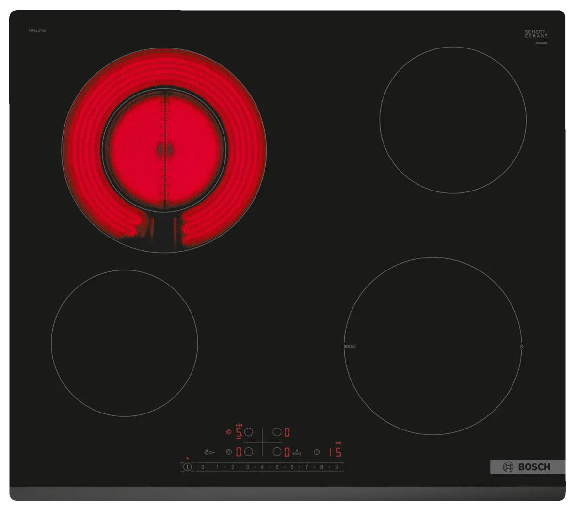 Bosch PKF631FP3E kookplaat Zwart Ingebouwd 60 cm Keramisch 4 zone(s)