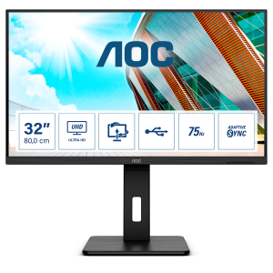AOC P2 U32P2 computer monitor 80 cm (31.5") 3840 x 2160 Pixels 4K Ultra HD LED Zwart