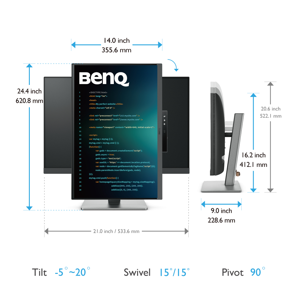 BenQ RD240Q computer monitor 61,2 cm (24.1") 2560 x 1600 Pixels WQXGA LCD Zwart - Afbeelding 5