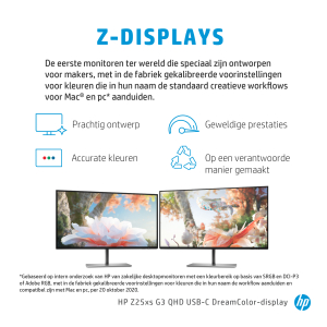 HP Z25xs G3 computer monitor 63,5 cm (25") 2560 x 1440 Pixels Quad HD Zwart
