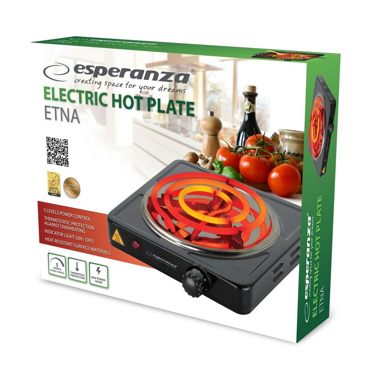 Kookplaat Esperanza EKH012K 1000 W - Afbeelding 2
