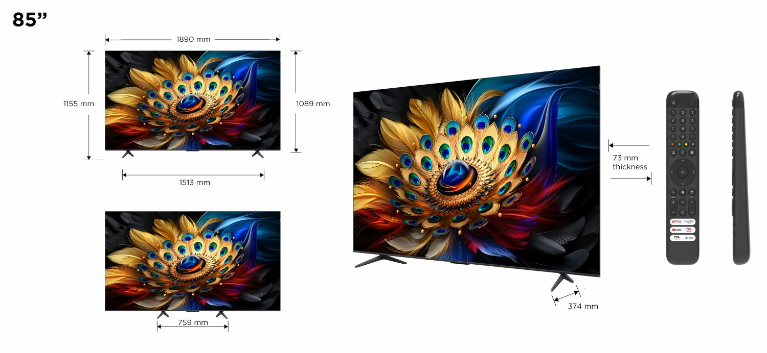 TCL 4K Smart QLED XXL TV 85C655 85" 144HZ (2024) - Afbeelding 2