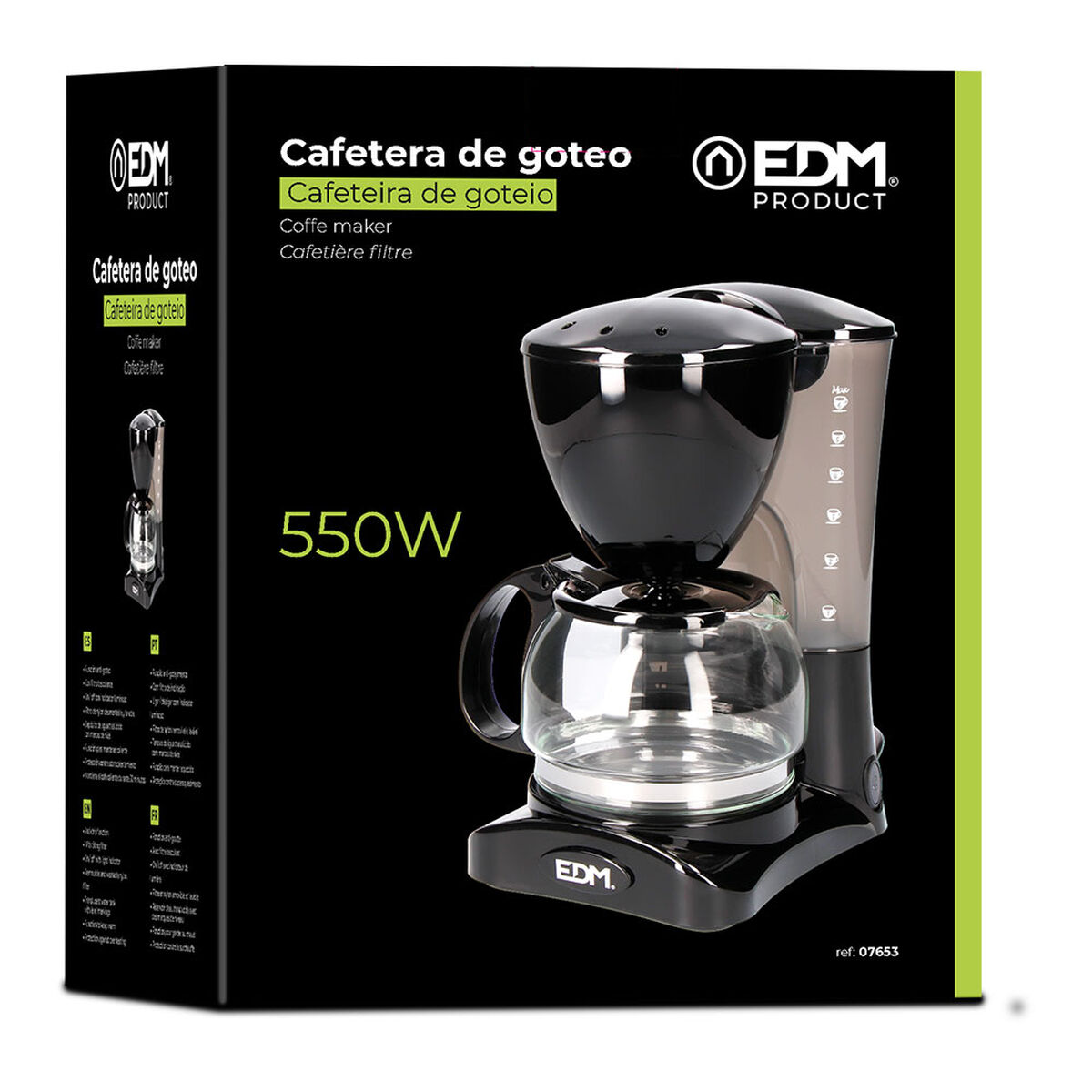 Drip Koffiemachine EDM 07653 Zwart 550 W 6 Kopjes 0,6 L - Afbeelding 3