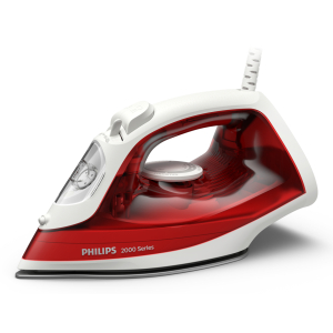 Philips 2000 series DST2010/40 strijkijzer Stoomstrijkijzer Antikleefstrijkzool Rood, Wit