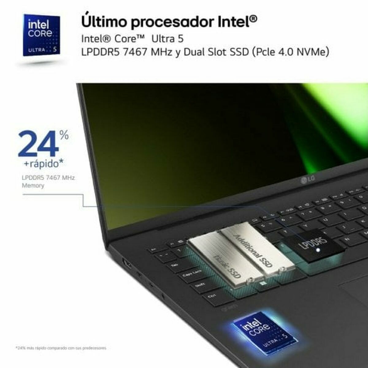 Laptop LG 16ZD90S-G.AX75B 16" Intel Core Ultra 7 155H 16 GB RAM 512 GB SSD Qwerty - Afbeelding 4