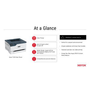 Xerox C230 A4 22 ppm draadloze dubbelzijdige printer PS3 PCL5e6/6 2 laden totaal 251 vel