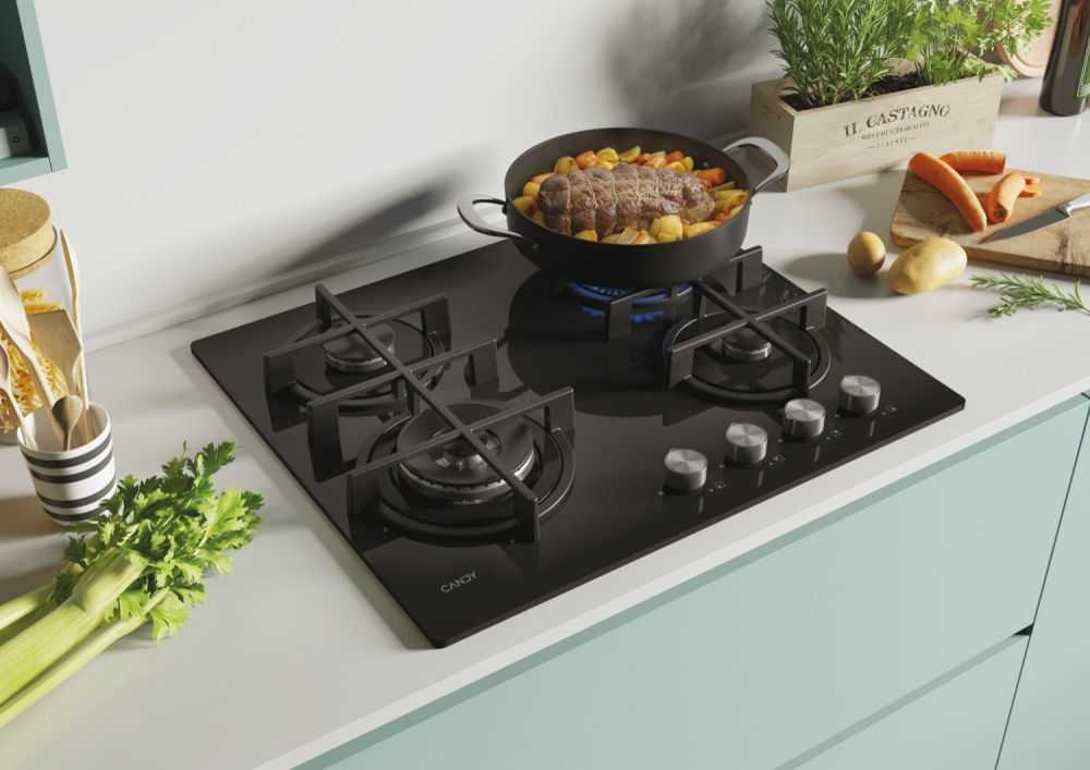 Candy CDK6GF4WEKB Zwart Ingebouwd 59.5 cm Gaskookplaat 4 zone(s) - Afbeelding 2