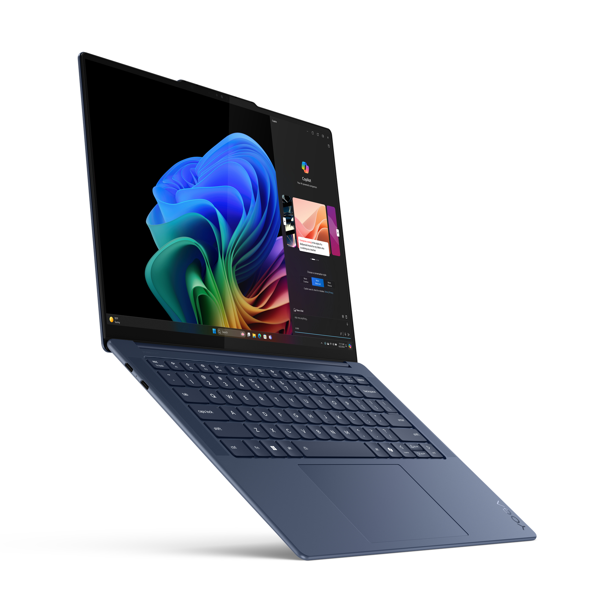 Lenovo Yoga Slim 7 14Q8X9 Copilot+ PC Qualcomm Snapdragon X1E-78-100 Laptop 36,8 cm (14.5") Touchscreen 3K 16 GB LPDDR5x-SDRAM 1 TB SSD Wi-Fi 7 (802.11be) Windows 11 Home Duits Blauw - Afbeelding 16