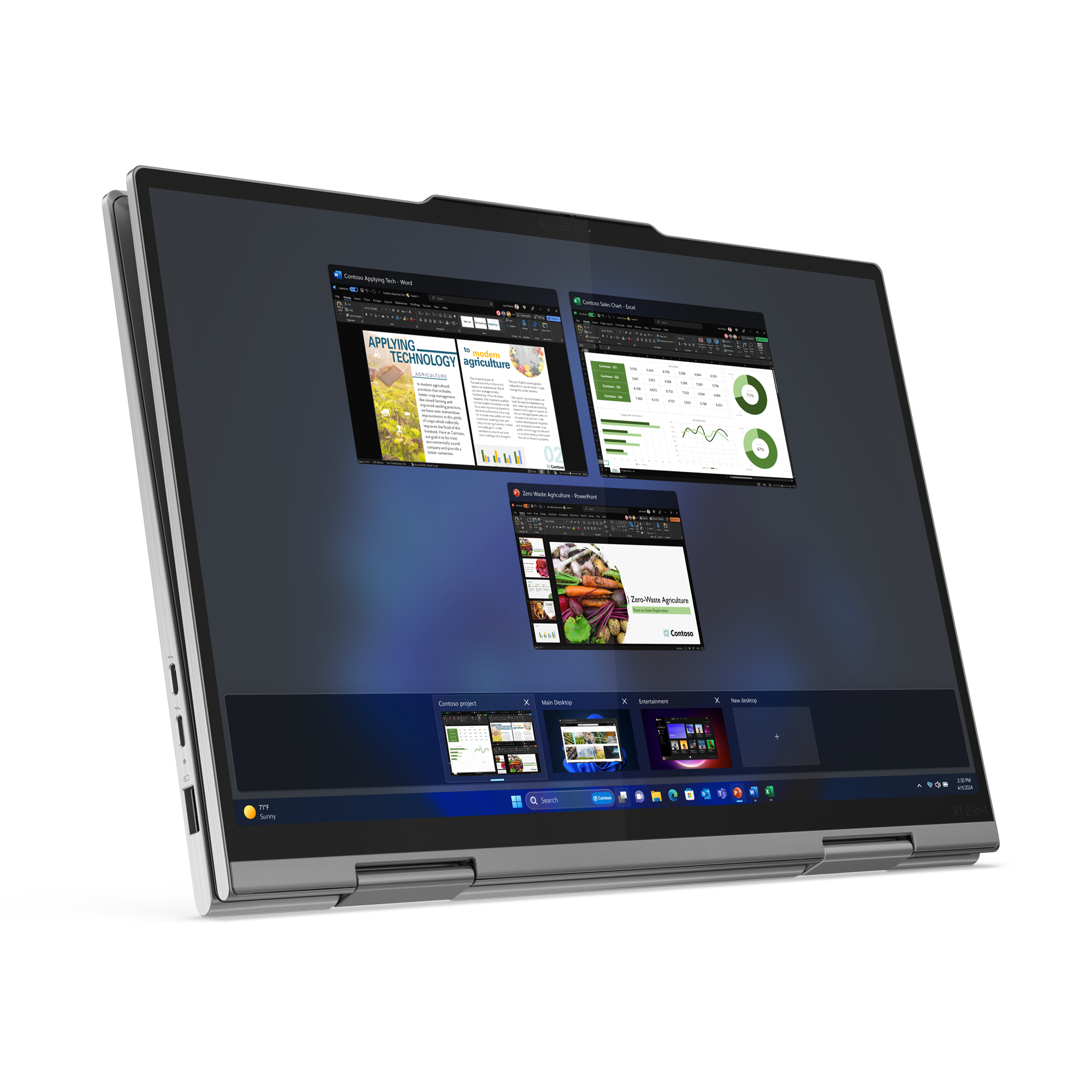 Lenovo ThinkPad X1 2-in-1 Gen 9 Intel Core Ultra 7 155U Hybride (2-in-1) 35,6 cm (14") Touchscreen WUXGA 32 GB LPDDR5x-SDRAM 512 GB SSD Wi-Fi 6E (802.11ax) Windows 11 Pro Grijs - Afbeelding 9