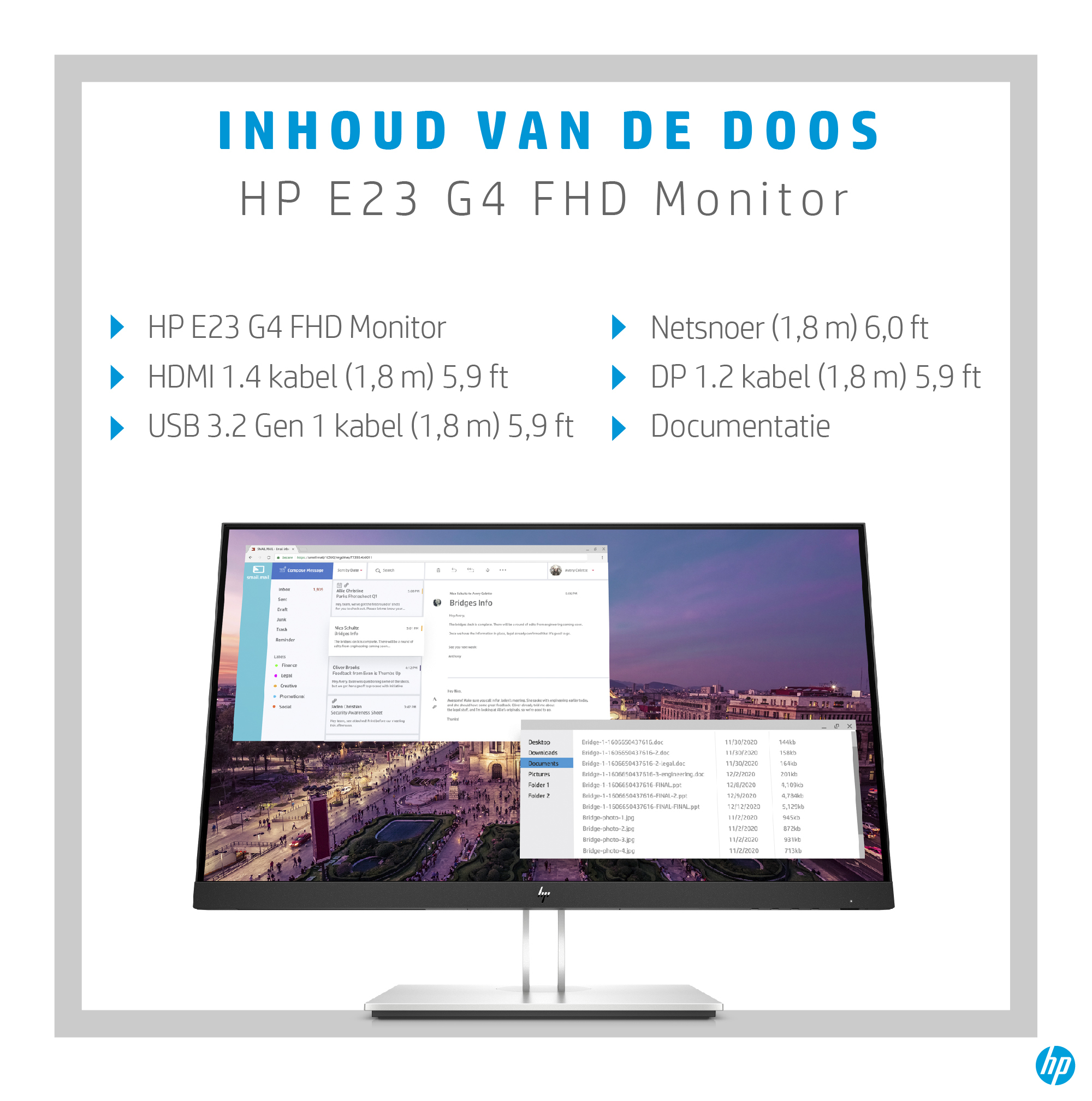 HP E-Series E23 G4 computer monitor 58,4 cm (23") 1920 x 1080 Pixels Full HD LCD Zwart, Zilver - Afbeelding 3