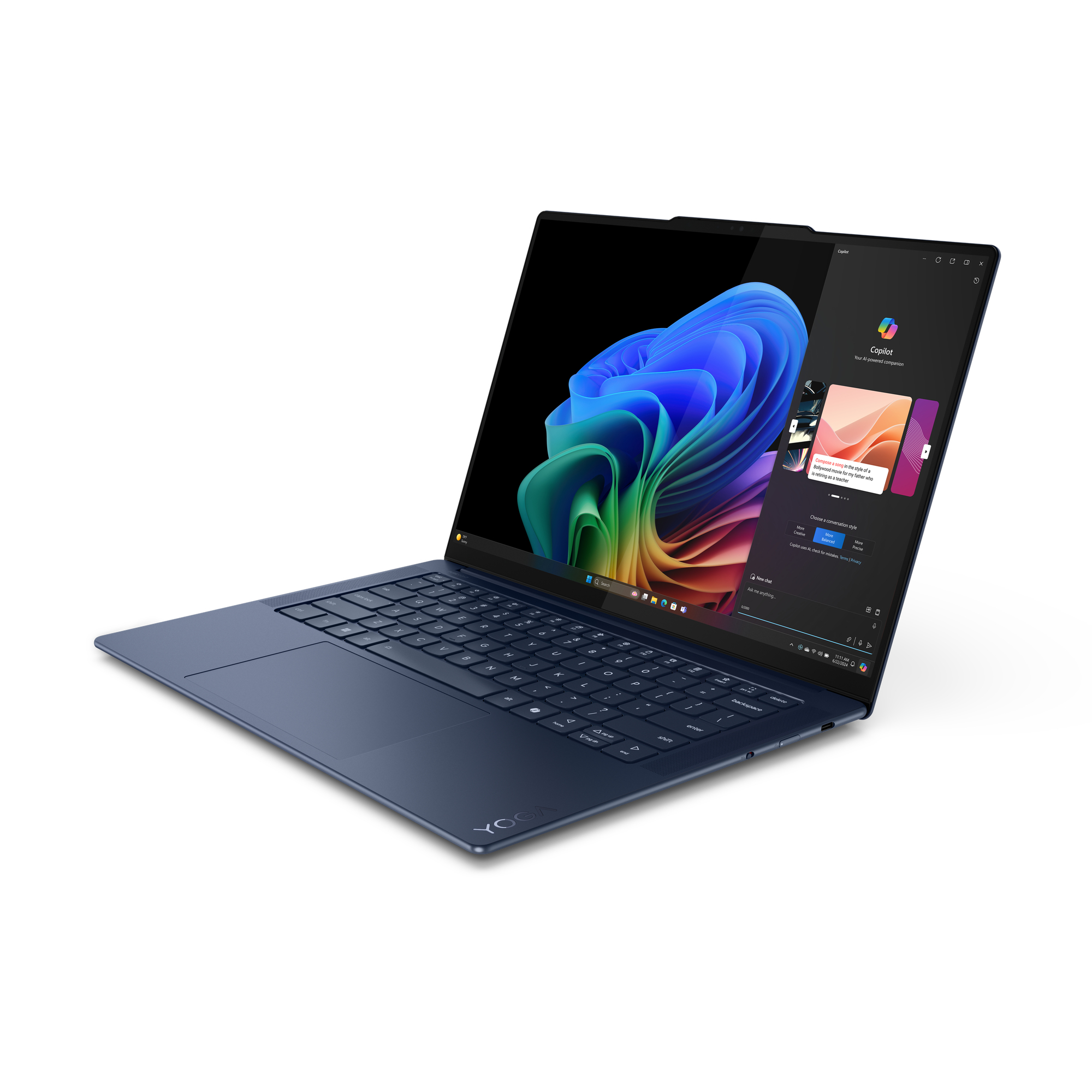 Lenovo Yoga Slim 7 14Q8X9 Copilot+ PC Qualcomm Snapdragon X1E-78-100 Laptop 36,8 cm (14.5") Touchscreen 3K 16 GB LPDDR5x-SDRAM 1 TB SSD Wi-Fi 7 (802.11be) Windows 11 Home Duits Blauw - Afbeelding 14