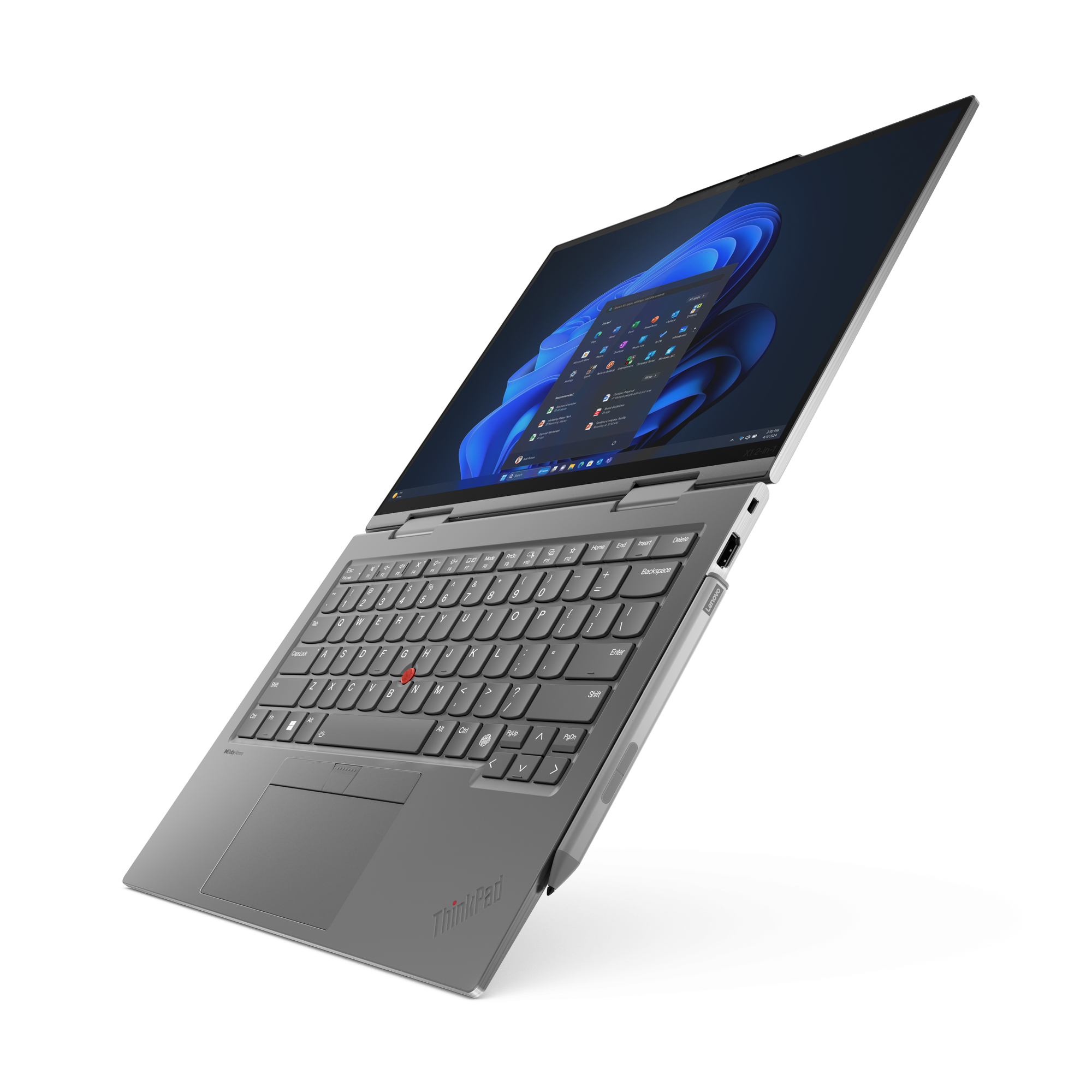 Lenovo ThinkPad X1 2-in-1 Gen 9 Intel Core Ultra 7 155U Hybride (2-in-1) 35,6 cm (14") Touchscreen WUXGA 32 GB LPDDR5x-SDRAM 512 GB SSD Wi-Fi 6E (802.11ax) Windows 11 Pro Grijs - Afbeelding 4