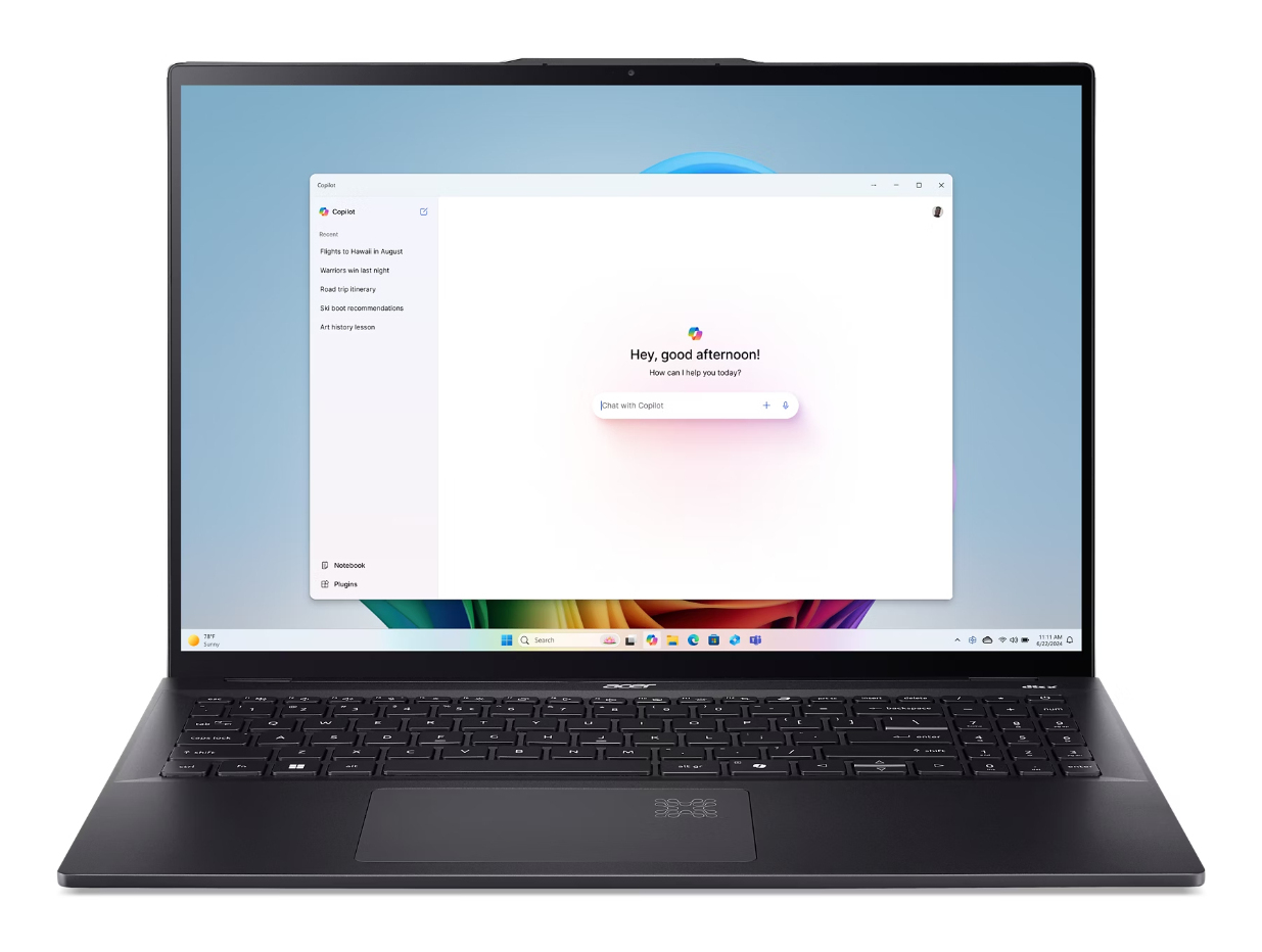 Acer Swift 16 AI SF16-51T-70HQ Intel Core Ultra 7 258V Laptop 40,6 cm (16") Touchscreen 3K 32 GB LPDDR5x-SDRAM 1 TB SSD Wi-Fi 7 (802.11be) Windows 11 Home Zwart