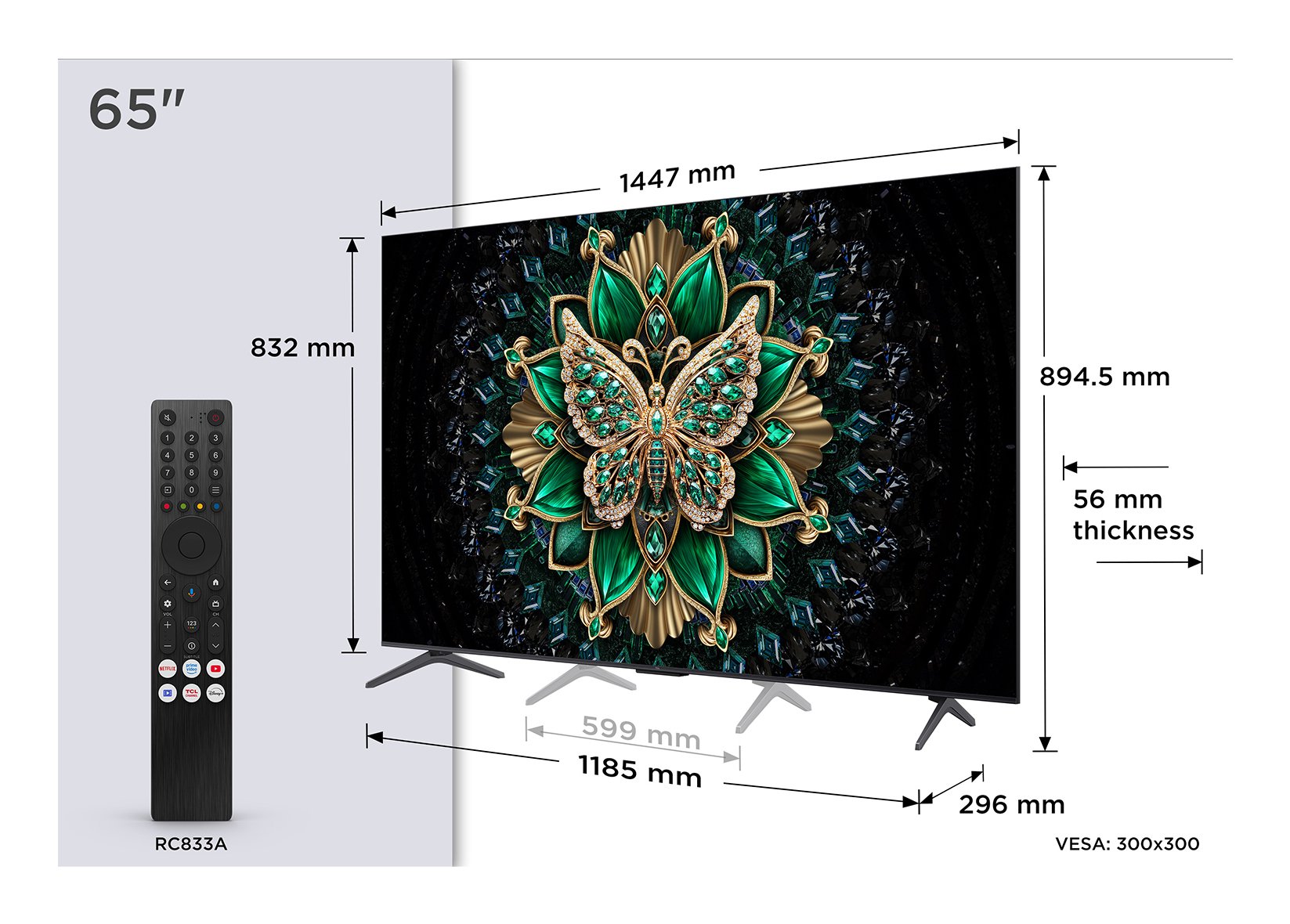 TCL 4K Smart Android QD-MiniLED TV 65C6K (2025) 65" - Afbeelding 4