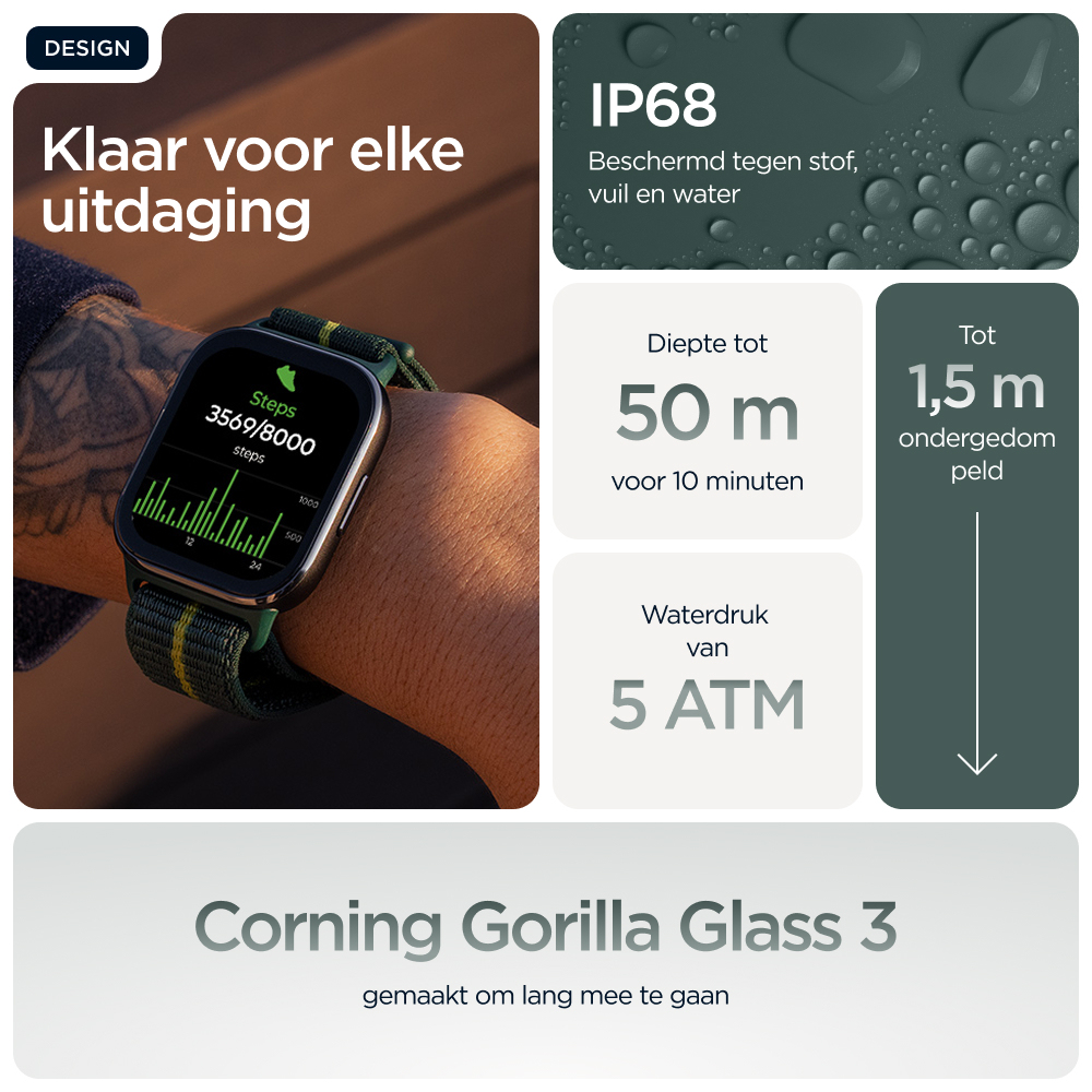 Motorola moto watch fit 4,83 cm (1.9") OLED 44.5 mm Digitaal Touchscreen Groen, Grijs GPS - Afbeelding 6