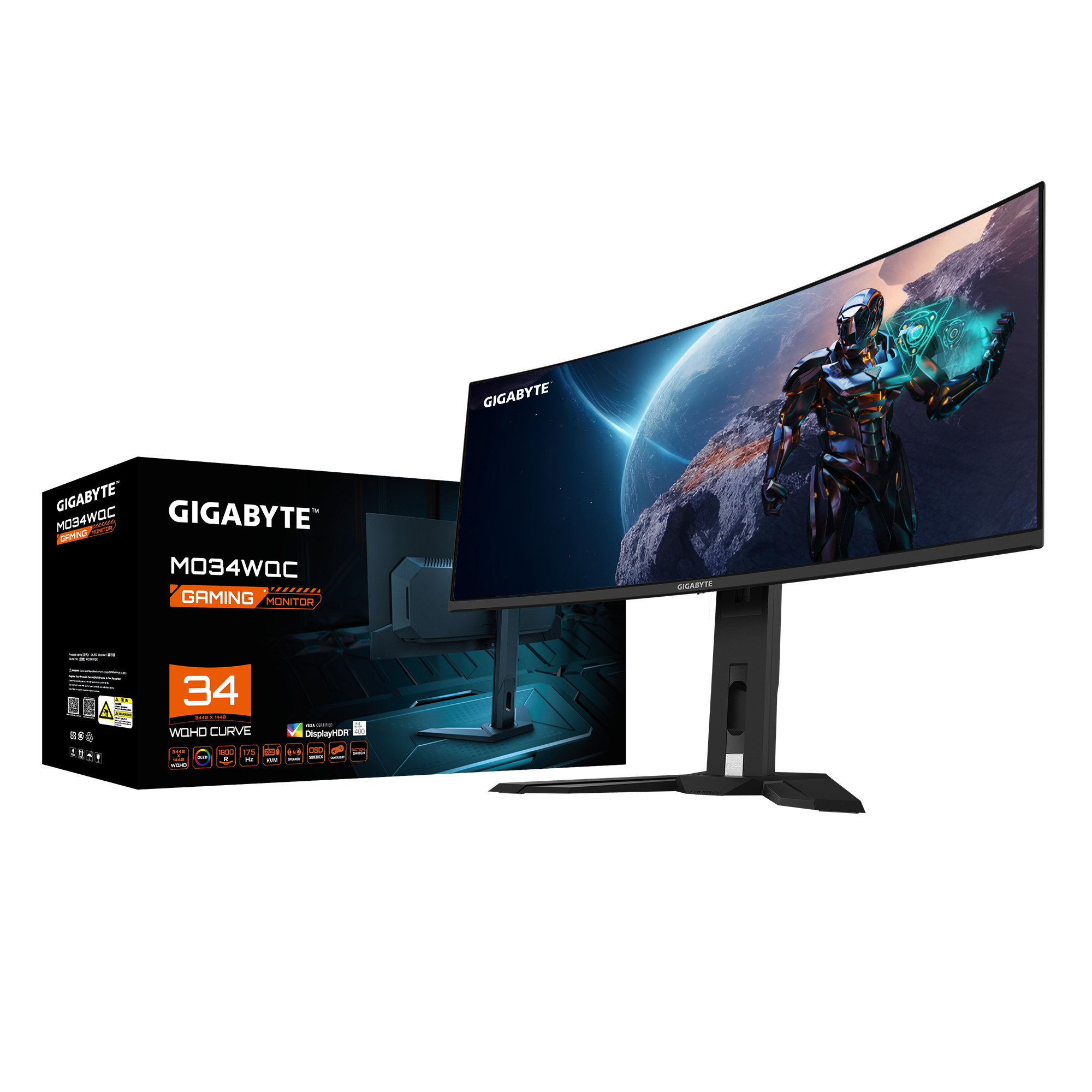 GIGABYTE MO34WQC computer monitor 86,4 cm (34") 3440 x 1440 Pixels Wide Quad HD OLED Zwart - Afbeelding 8