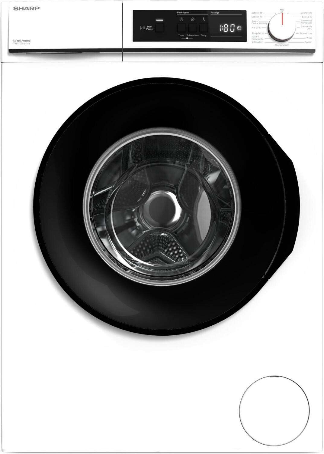 Sharp ES-NFA714BWB-DE wasmachine Voorbelading 7 kg 1400 RPM Wit