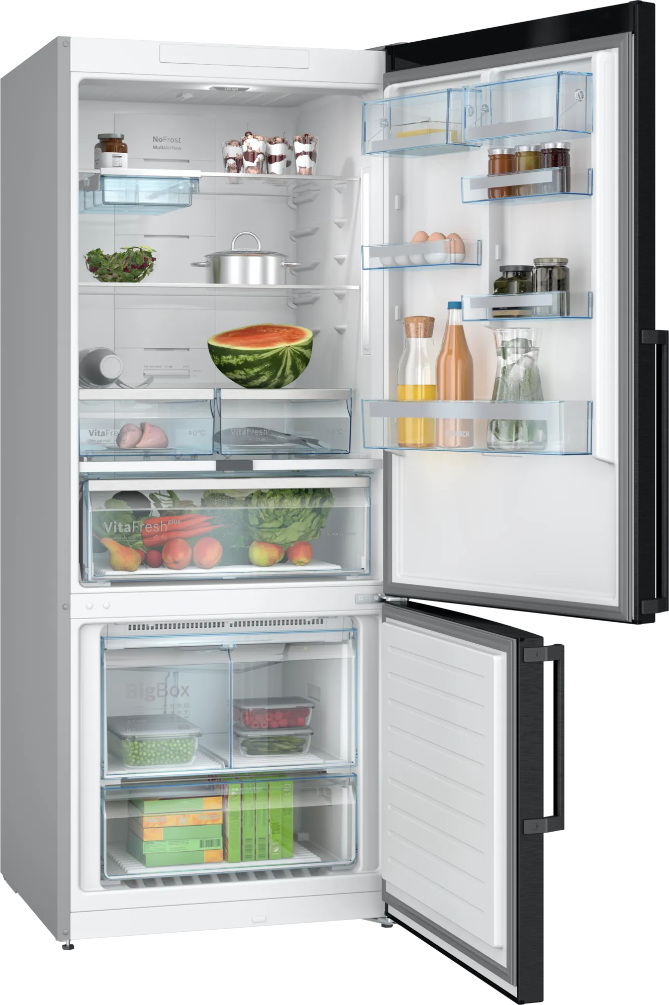 Bosch Serie 6 KGN76AXDR koel-vriescombinatie Vrijstaand 406 l D Zwart - Afbeelding 2