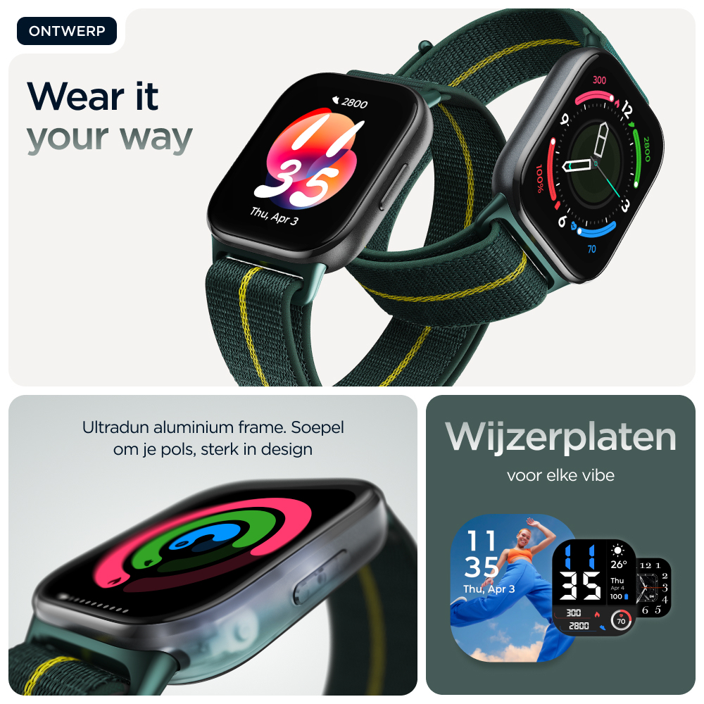 Motorola moto watch fit 4,83 cm (1.9") OLED 44.5 mm Digitaal Touchscreen Groen, Grijs GPS - Afbeelding 2