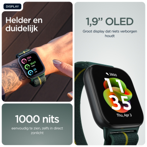 Motorola moto watch fit 4,83 cm (1.9") OLED 44.5 mm Digitaal Touchscreen Groen, Grijs GPS