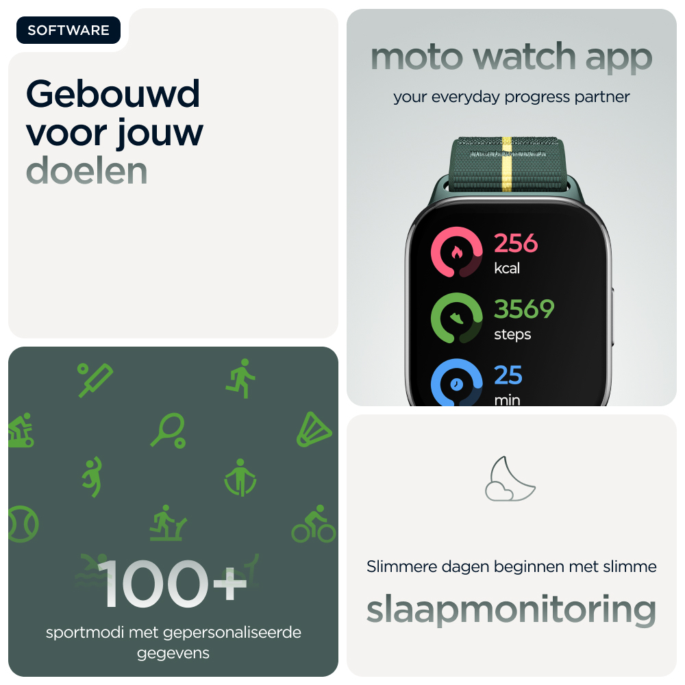 Motorola moto watch fit 4,83 cm (1.9") OLED 44.5 mm Digitaal Touchscreen Groen, Grijs GPS - Afbeelding 4