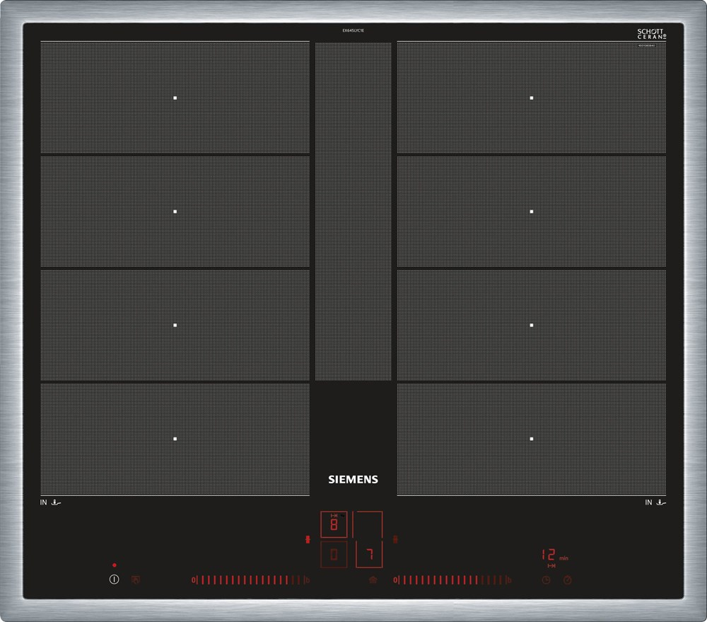 Siemens iQ700 Zwart, Roestvrijstaal Ingebouwd Inductiekookplaat zones 4 zone(s)