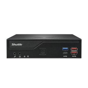 Shuttle Slim PC DH770 , S1700, 2x HDMI, 2x DP , 2x 2.5G LAN, 2x COM, 8x USB, 1x 2.5", 2x M.2, 24/7 permanent gebruik, incl. VESA
