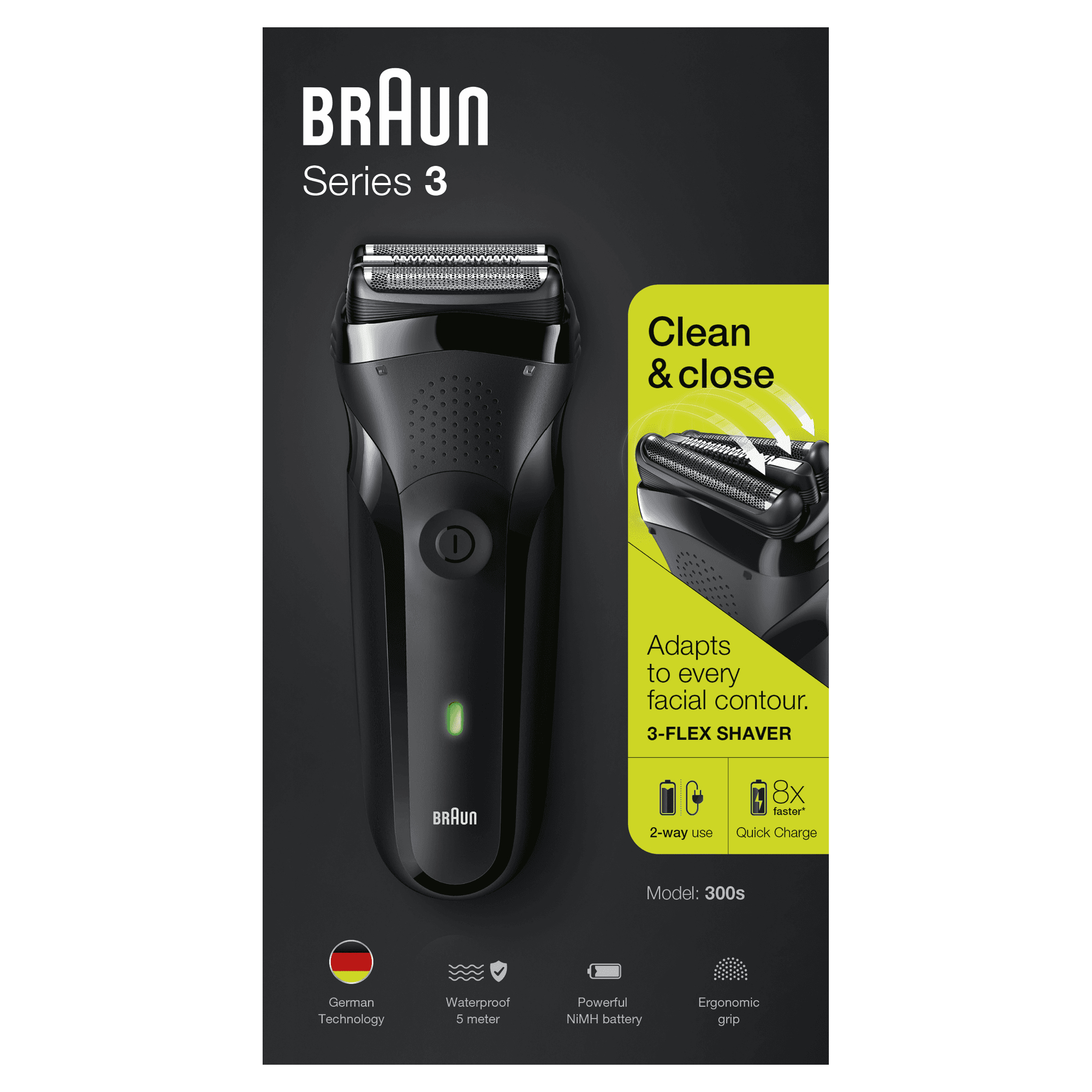 Braun Series 3 300s Oplaadbaar Elektrisch Scheerapparaat, Zwart - Afbeelding 2